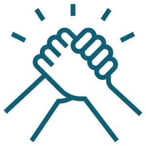 Icon of two hands clasped in support